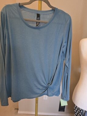 MPG Light Blue Long Sleeve Twist-Knot Top